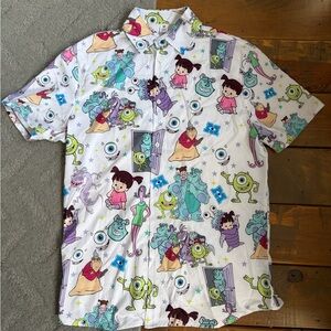 Monsters Inc. White Button Up Shirt Medium